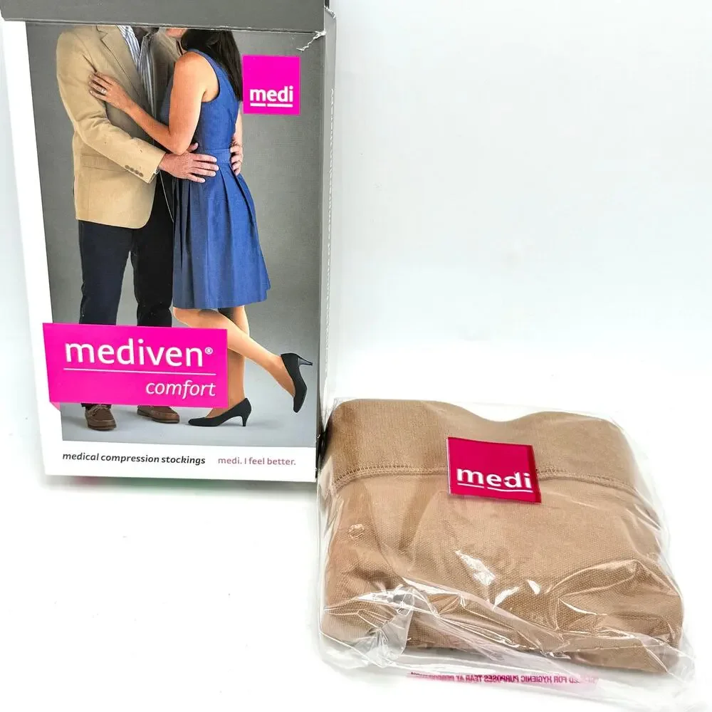 Mediven Compression Stockings 20-30mmHg IV Thigh High Closed Toe Beaded Natural